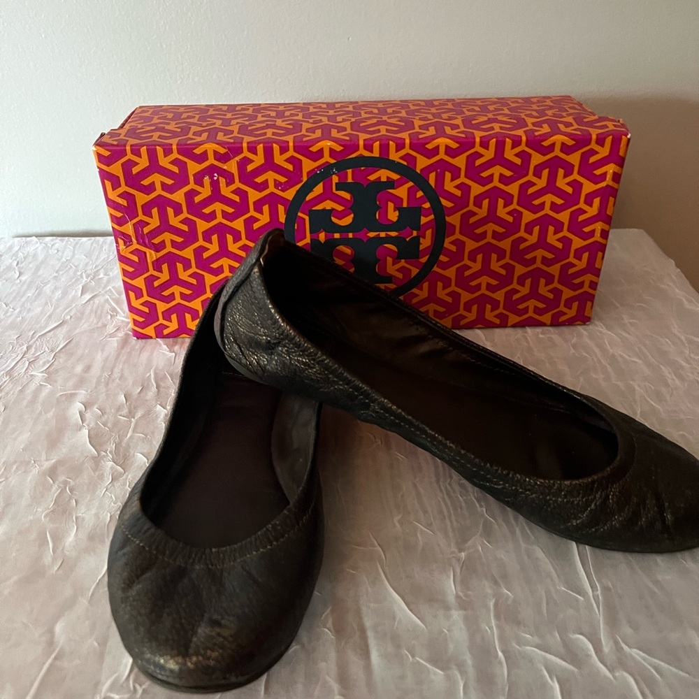 Tory Burch Black Leather Flats